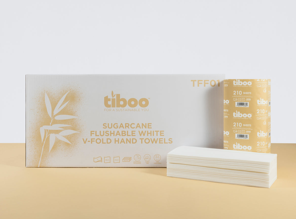 Luxury Flushable Sugarcane V-Fold Hand Towels 2Ply x 3150