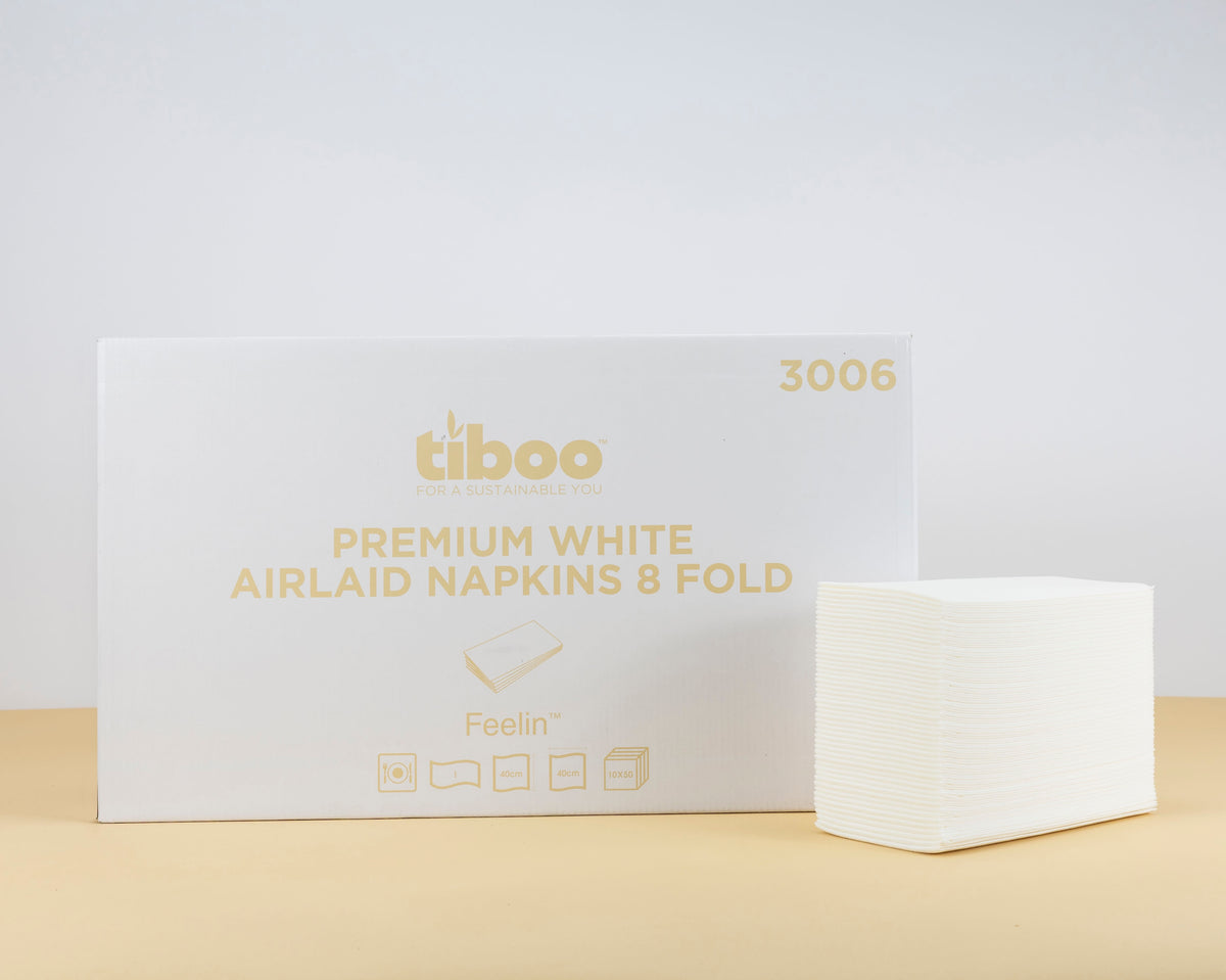 Luxury White Airlaid Napkins 8 Fold 40cm x 40cm 10x50