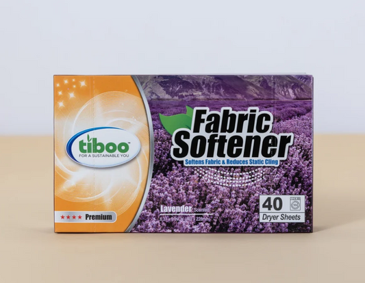 Box of Tiboo lavender tumble dryer sheets