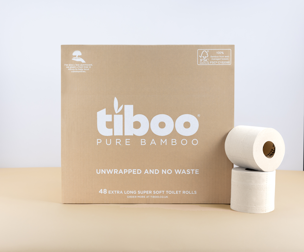 Premium 3ply Bamboo Toilet Paper - 48 Double Length Rolls Naked