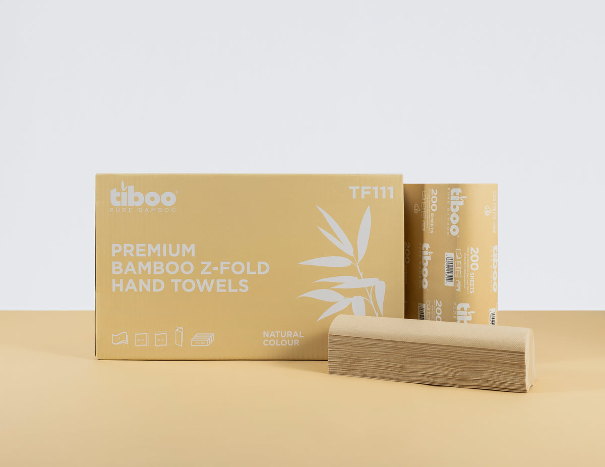 100% Natural Bamboo Z-Fold Hand Towels 2Ply 23cmx23cm x 3000