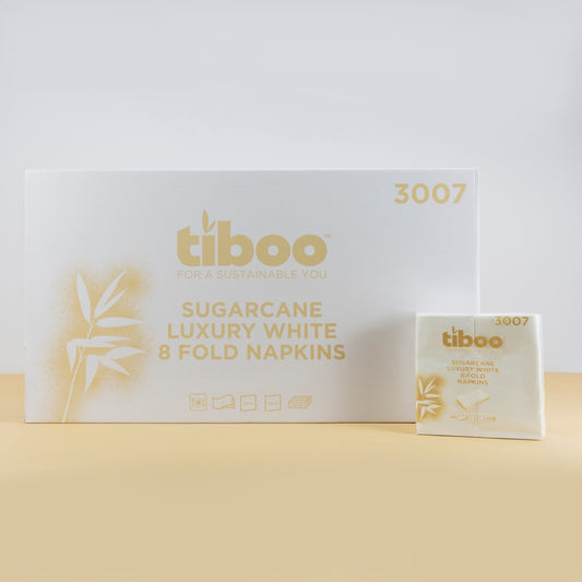 Sugarcane 2ply White Luncheon Napkins 33cm x 33cm 8 Fold 20x100