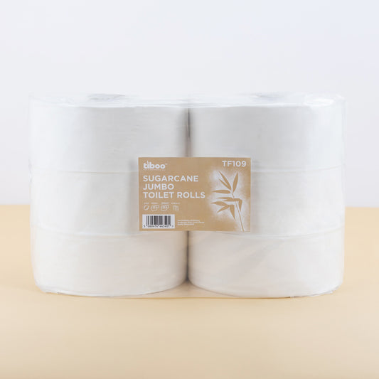 Sugarcane Jumbo Toilet Rolls 6x300mtr 2PLY